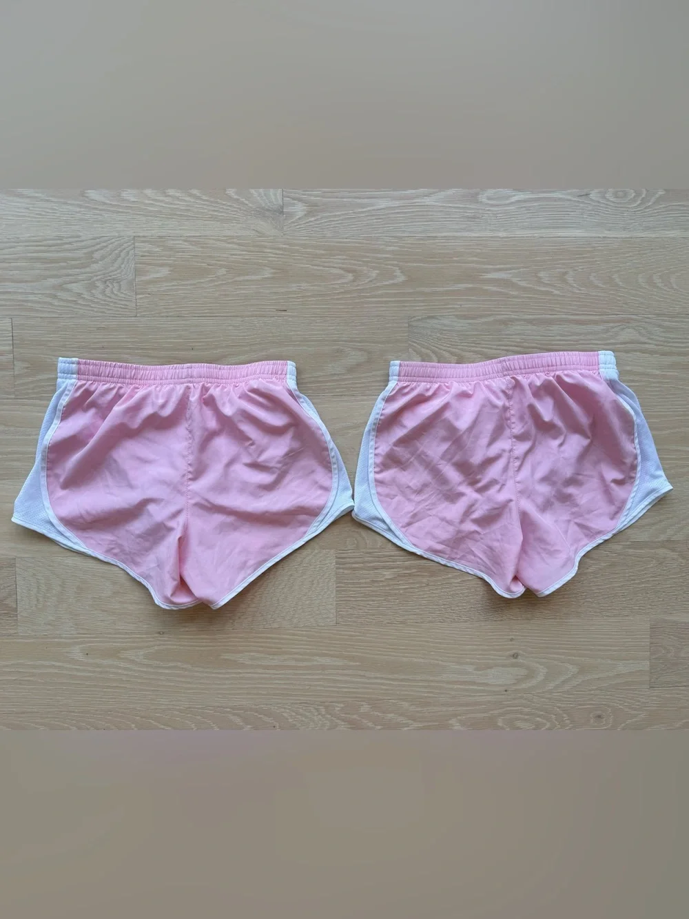 2 pair new Nike Pink Big Girls Tempo Shorts with White Trim unworn